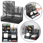 Čierny kovový organizér na kancelárske potreby